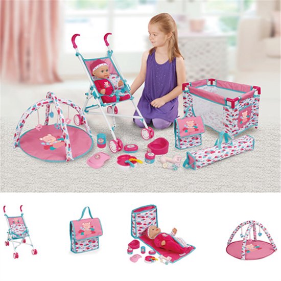 TU TU LOVE 15-in-1 poppenset - Babypop met kinderwagen en accessoires