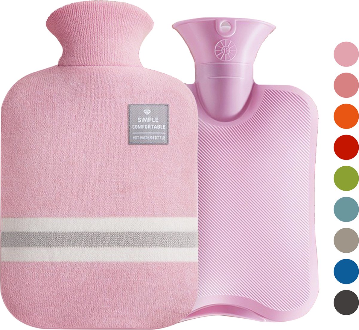 Goedkoopste Colorful Sun® Kruik met Hoes 2L – Warmwaterkruik met Zachte Gebreide Hoes – Warm & Koud Gebruik – Nek-, Rug- & Buikverwarmer – Huidvriendelijk & Comfortabel – Voor in Bed & Overdag – Ideaal Cadeau – Lichtroze