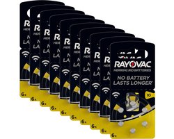 Rayovac 10AU Geel Acoustic Hoorbatterijen 60 Stuks