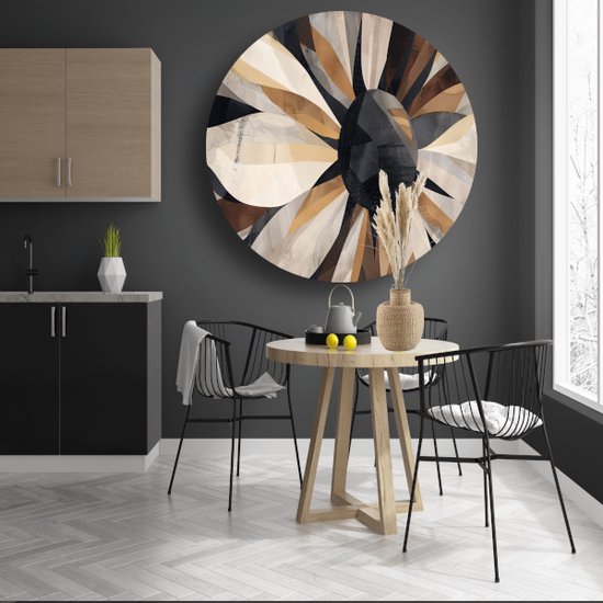 Décoration murale art abstrait rond - Cercle mural Art Deco - Echelle murale Salon - Décoration murale classique - Panneau mural - Accessoires salon cercle mural forex 60x60 cm