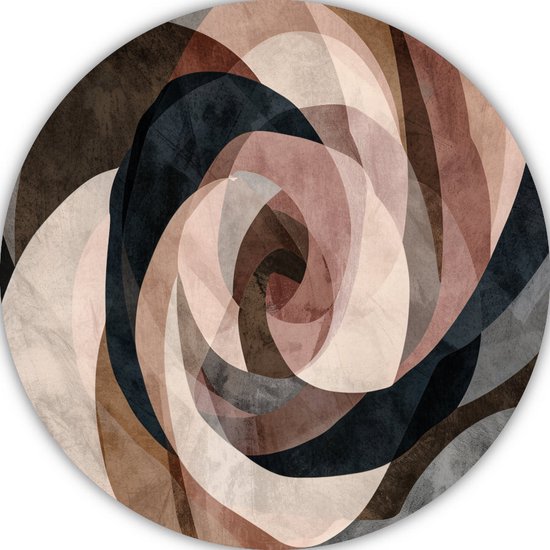 Spiralen schilderij rond - Vorm wandcirkel - Wandcirkels Vormen - Vintage schilderij - Muurcirkel - Wanddecoratie slaapkamer muurcirkel forex 70x70 cm