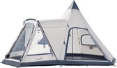 Skandika Hetta 460 Protect Plus Tipi – Tipi-tenten - 6 persoons tipi tent – Tenten - Campingtent – Ingenaaide tentvloer – 3000mm waterkolom - Muggengaas – 195 cm stahoogte – 545 x 460 x 295 cm (LxBxH) – Outdoor, Camping, Tuin – Kamperen - beige/grijs