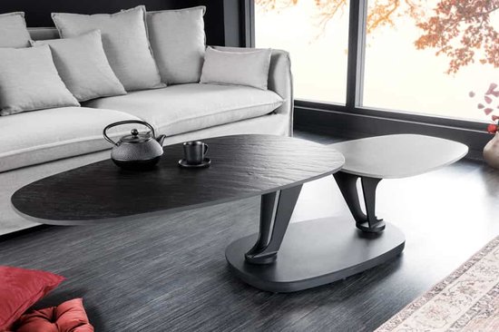 Navil - Salontafel met 2 lades - Zwart - 104x68x46 cm