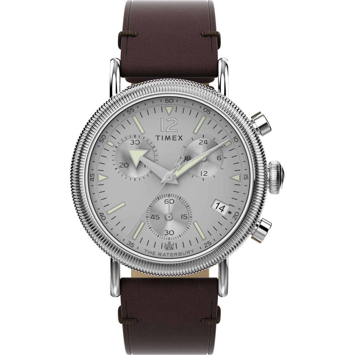 Timex Waterbury Standard Coin Edge TW2W20800 Horloge - Leer - Bruin - Ø 40 mm