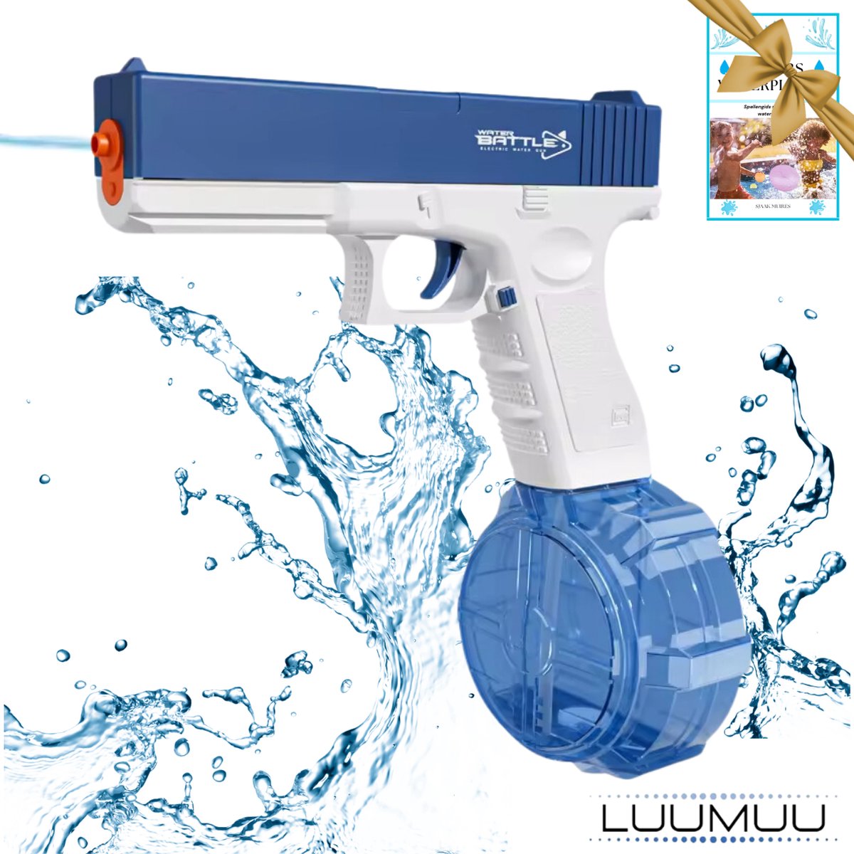 Luumuu® Elektrisch Waterpistool - Waterpistool - Waterspeelgoed - Super Soaker - Automatisch Waterpistool - Extra Groot Magazijn - Inclusief Spellengids