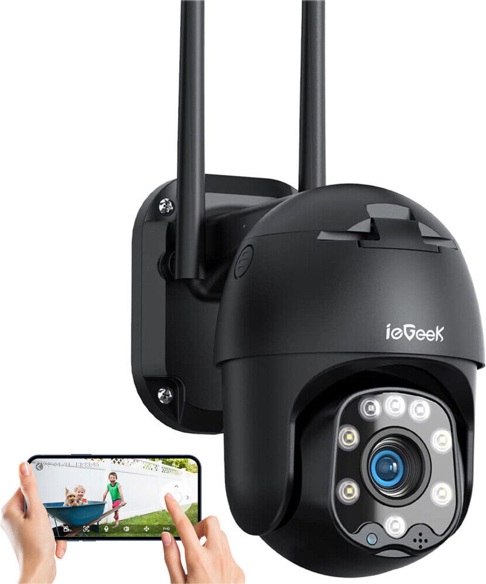 IeGEEK WIFI Bewakingscamera buiten PTZ Draadloos 2MP CCTV IP Beveiligingscamera Buiten wifi Kleur Nachtzicht IP Security Camera Auto Tracking Persoon Voertuig Herkenning