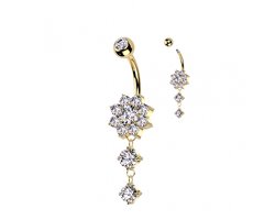 Navelpiercing bloem met dubbele ronde hanger - goud - LMPiercings