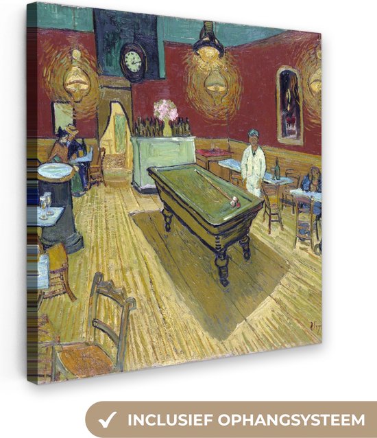 Canvas schilderij 50x50 cm - Wanddecoratie Het Nachtcafé - Vincent van Gogh - Muurdecoratie woonkamer - Slaapkamer decoratie - Kamer accessoires - Schilderijen