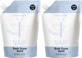 Naïf - Verzorgende Badschuim Set - Refill - Baby's & Kinderen - met Natuurlijke Ingrediënten - 2x500ml