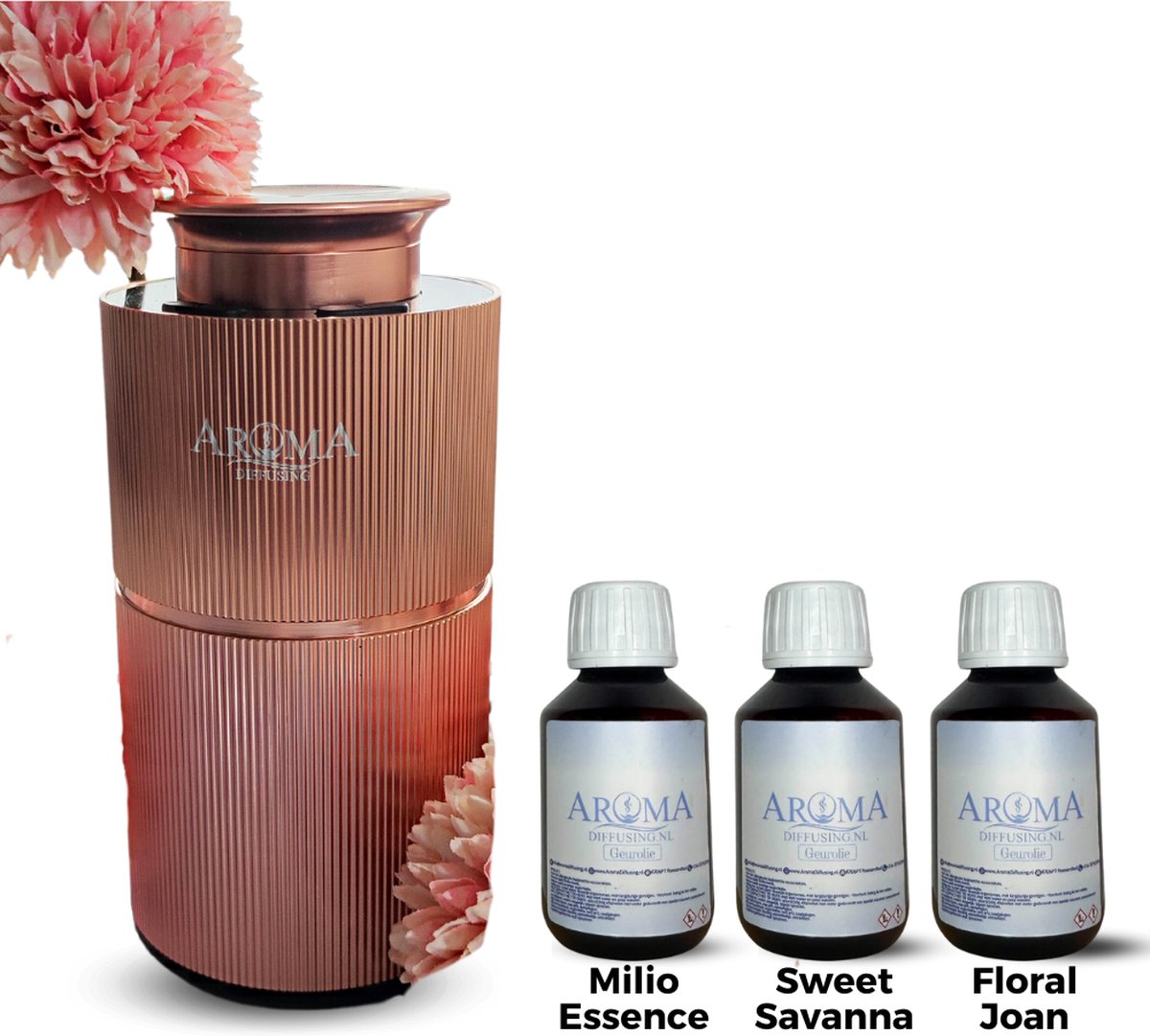 Goedkoopste Geurmachine - Geurolie Set - Aroma Diffuser - Auto Geurtje - 30m2 - Rosé Goud - Olieset - Grote ruimtes - Instelbaar - Koudverneveling - Sterke luchtverfrisser - Professionele verspreider - Cadeau - Mini