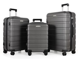 TAN.TOMI Kofferset - 3 Delig - 95L Handbagage + 65L +41L - Reiskoffer met 4 wielen - Handbagage Ruimbagage - Cijferslot - Donkergrijs