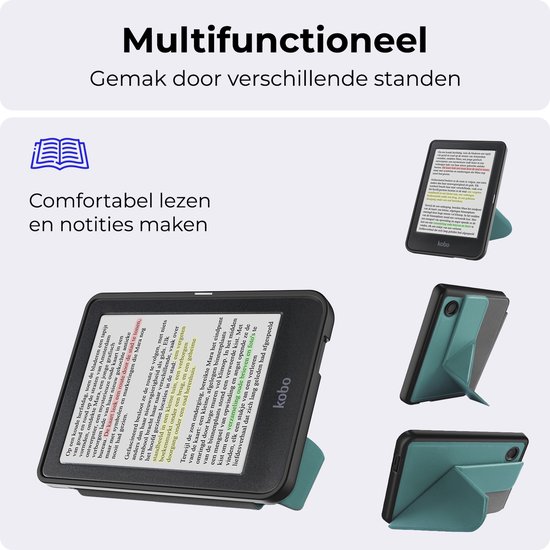 Hoesje Geschikt voor Kobo Clara Colour Hoesje Luxe Bescherm Case Trifold Met Screenprotector - Hoes Geschikt voor Kobo Clara Colour Hoes Book Cover - Donkergroen van Case2go — afbeelding 4