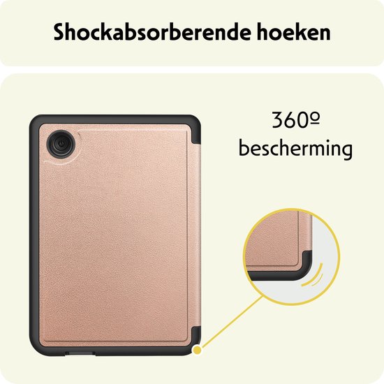 Hoesje Geschikt voor Kobo Clara BW Hoes Bescherm Hoesje Case Sleep Cover Trifold - Hoes Geschikt voor Kobo Clara BW Hoesje - Rosé Goud van Hoesje  — afbeelding 5