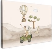 Peinture sur toile 90x60 cm - Décoration murale chambre enfant Animaux sauvages - Safari - Aquarelle - Montgolfière - Décoration murale murale chambre bébé - Décoration chambre garçon et fille - Accessoires Bébé - Peintures