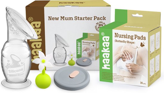 New Mum Starter Pack - Generatie 2 borstkolf 150 ml + deksel + afsluitbare bloem + zoogcompressen - Haakaa van HaaKaa — afbeelding 4