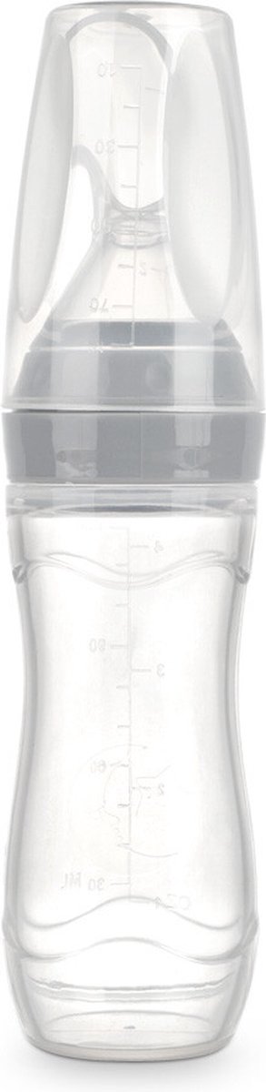 Goedkoopste Haakaa Dispensing spoon | Siliconen lepel met bakje in 1 | Baby 4 maanden | Grijs