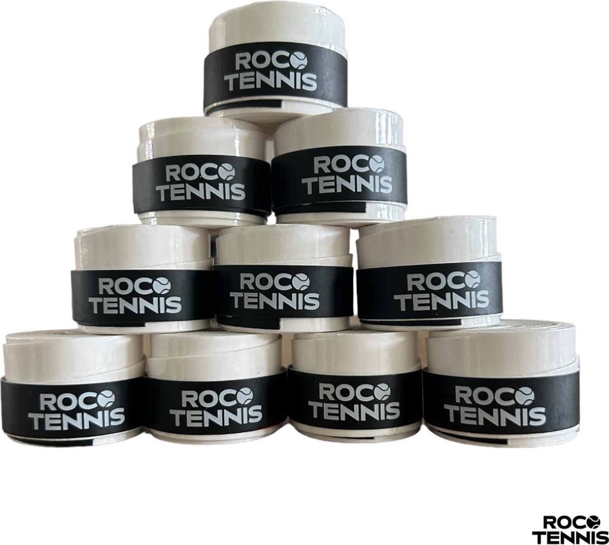 10 stuks | Roco Tennis Overgrips | Antislip | Dry | Zweetabsorberend | Tennis | Padel | Badminton | Squash | Overgrip | Tennisgrips | Soft | Zacht | Wit