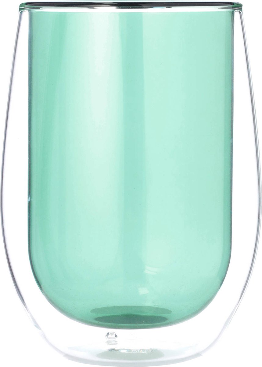 Blokker Dubbelwandig Theeglas 35cl - Koffieglas Groen