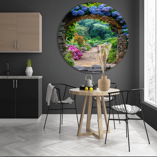 Tableau rond chemin - Tableau transparent rond - Cercle mural Classique - Décoration murale murale classique - Cercles muraux - Décoration murale chambre cercle mural forex 90x90 cm