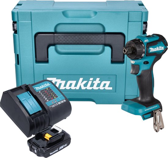 Makita DDF 083 SA1J Accuboormachine 18 V 40 Nm 1/4'' borstelloos + 1x oplaadbare accu 2.0 Ah + lader + Makpac