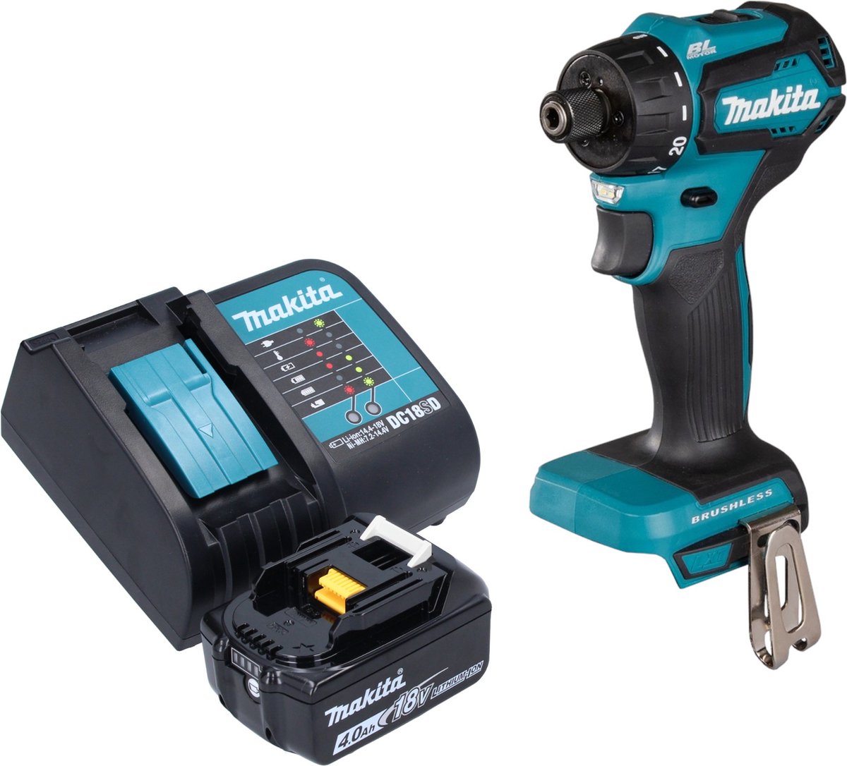 Makita DDF 083 SM1 accuboormachine 18 V 40 Nm 1 4'' borstelloos + 1x oplaadbare accu 4.0 Ah + lader