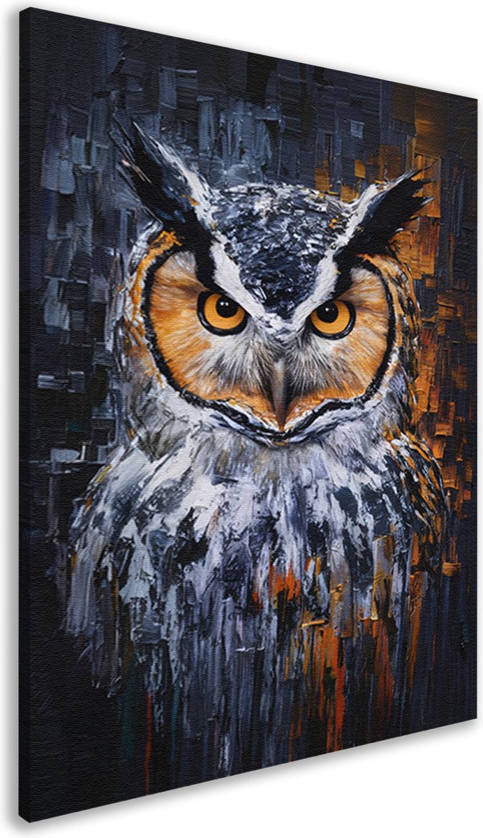 Uil schilderij - Dieren wanddecoratie - Schilderij op canvas Verf - Landelijke schilderijen - Schilderijen op canvas - Wanddecoratie canvas 75x100 cm