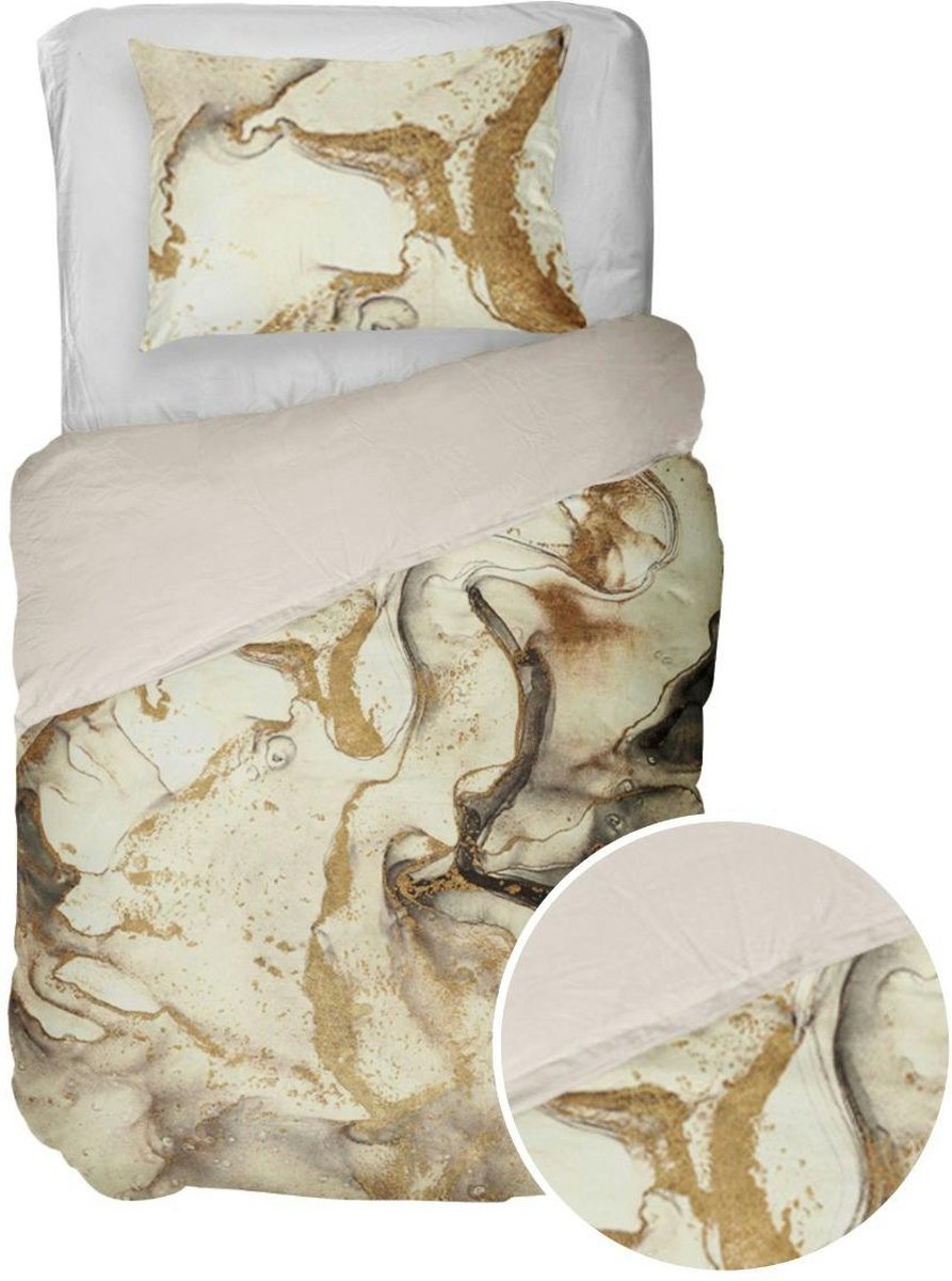 kayori Dekbedovertrek - Multi Cream Print Satijn - B 140 x L 200 cm/B 140 x L 220 cm - Omkeerbaar - KAY008360