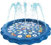 Zoem Watermat - Speelmat met Watersproeier - 49 Watersproeier - Alfabet + Dierenplaatjes - Waterspeelgoed/Tuinspeelgoed/Waterspel /Speelgoed/Kinderzwembad - 170x170CM