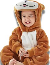 BoefieBoef Beer Bruin Dieren Onesie & Pyjama voor Peuters en Kleuters - Kinder Verkleedkleding - Dieren Kostuum Pak - Wit