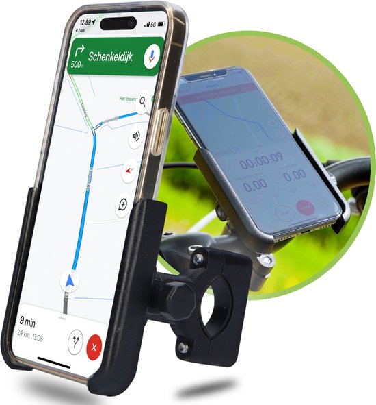 Foto: Naido premium telefoonhouder voor fiets en motor met 360 graden rotatie gsm houder fiets fietshouder fiets accessoires aluminium zwart