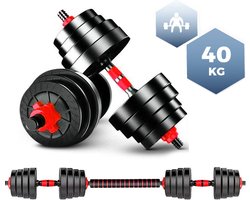 SOUTHWALL Dumbbells set Verstelbaar met Halterstang tot 40kg – Halterset – Fitness Stang – Fitness Gewichten Set – Professionele 2-in-1 Dumbbellset – Home Gym – Krachttraining – Gebruiksvriendelijk – Multifunctioneel – Dumbell set 40 kg