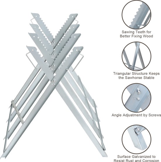 Zaagbok Opvouwbaar - Gegalvaniseerd metaal - tot 150 kg - 80x81x80cm | bol