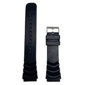 Horlogeband - 22mm - Zwart - golvende silicone band - Roestvrijstalen gesp