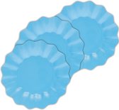 Givi Italia Feestbordjes/gebaksbordjes - schulprand - 24x - turquoise blauw - rond - papier/karton - 21 cm - kinderfeestje