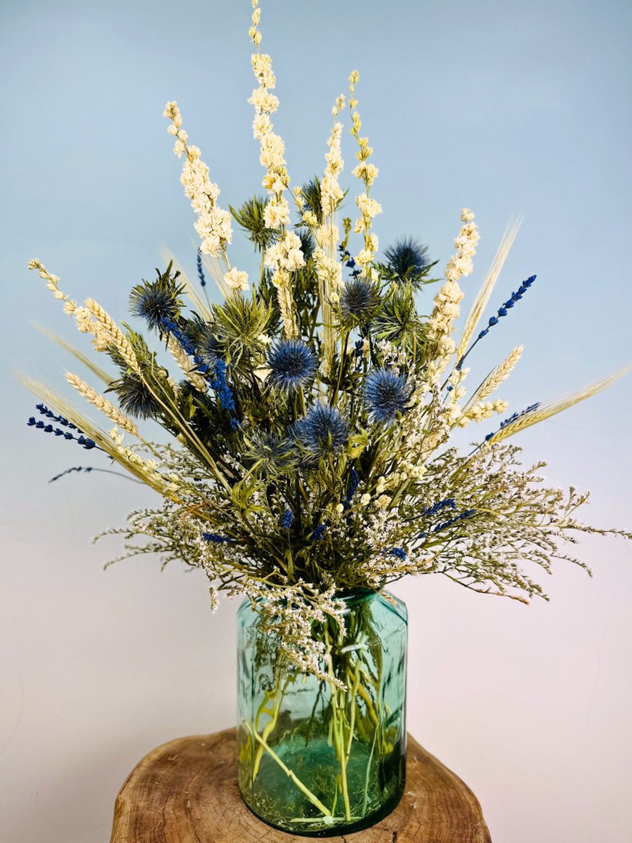 Droogbloemen boeket "Green Forrest" | Inclusief vaas | 60cm | Chique en Luxe | Een boeket dat jouw interieur een chique uitstraling geeft