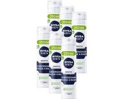 NIVEA MEN Sensitive Scheerschuim - Bevat Kamille en Hydraterende Vitamine E - Shaving Foam Voor de gevoelige huid - Voordeelverpakking 6 x 250 ml