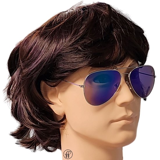 Fako Sunglasses® - Pilotenbril - Polariserend - Polarized - Piloot Zonnebril - Heren Zonnebril - Dames Zonnebril - Zilver - Blauw/Groen van Fako Sunglasses® — afbeelding 4