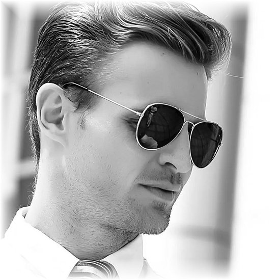 Fako Sunglasses® - Pilotenbril - Polariserend - Polarized - Piloot Zonnebril - Heren Zonnebril - Dames Zonnebril - Zilver - Blauw/Groen van Fako Sunglasses® — afbeelding 5