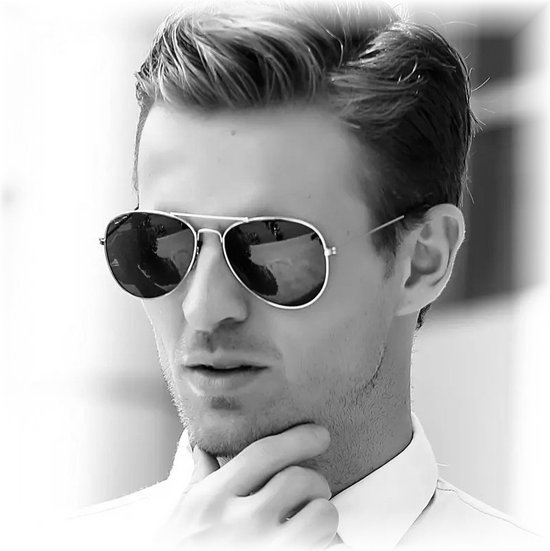 Fako Fashion® - Pilotenbril - Polariserend - Polarized - Piloot Zonnebril - Heren Zonnebril - Dames Zonnebril - Zilver - Blauw/Groen van Fako Fashion® — afbeelding 5