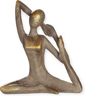 Gilde handwerk - Sculptuur - Beeld - Yoga - polyresin - Bruin/Goud - 23x26x10cm