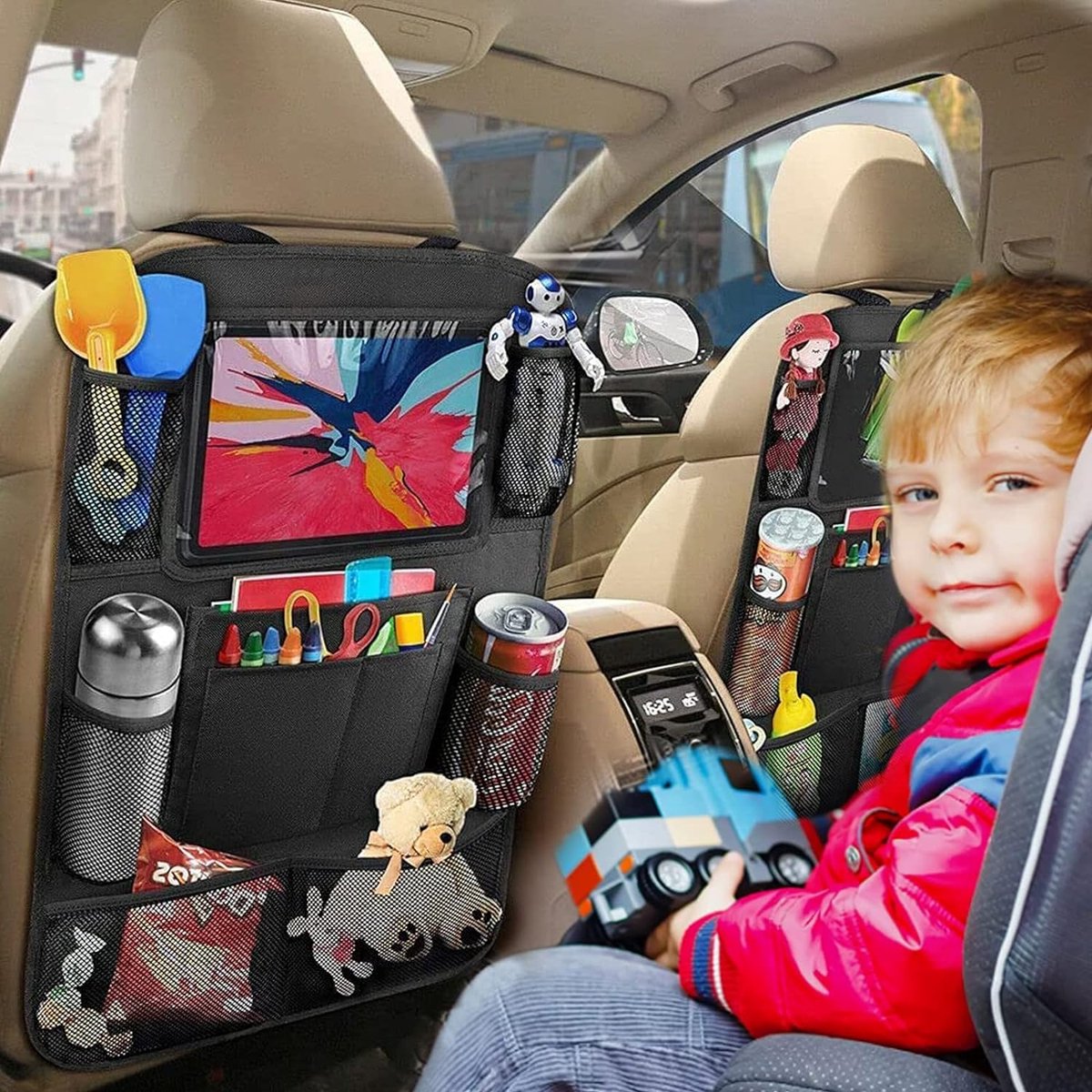 Munchkin - Organisateur 2-en-1 Pour Siège Auto Et Poussette - Poches Multiples, Imperméable, Noir - Pour Garder Vos Affaires De Bébé à Portée De Main - 9