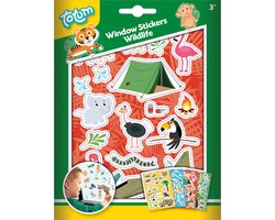 Totum junior raamstickers dieren wildlife wilde dieren jungle dierentuin - speelgoed junior vanaf 3 jaar - verplaatsbare niet permanente stickers - stickeren thuis en onderweg educatief