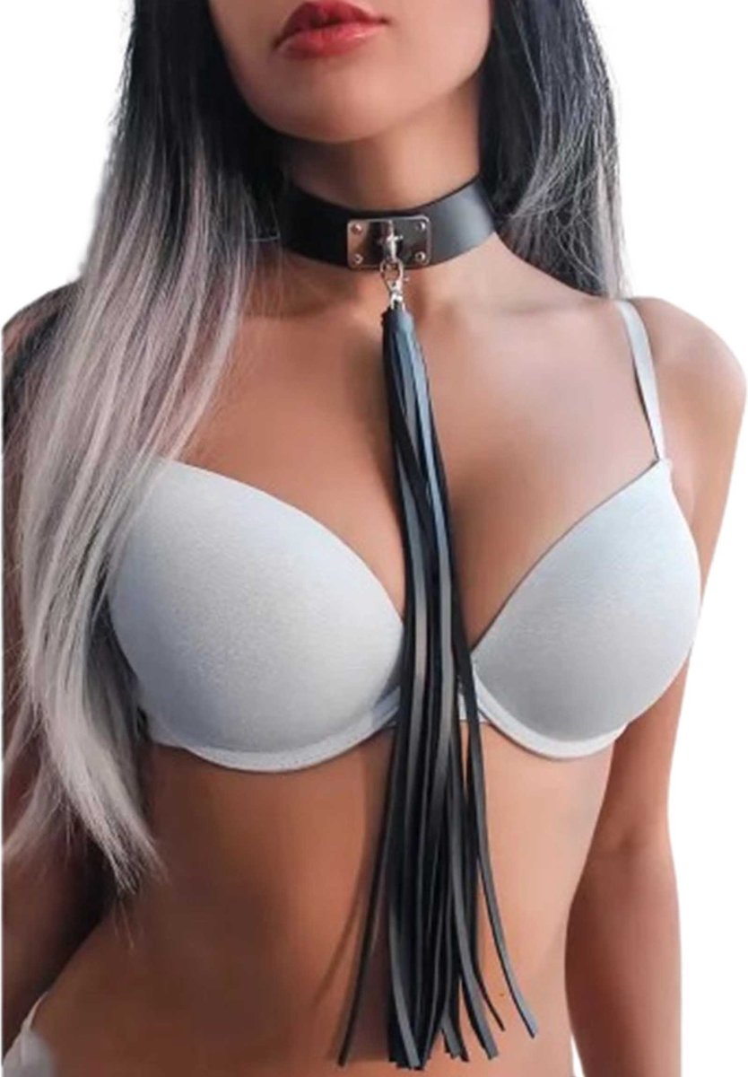 Goedkoopste BDSM Slaaf kraag inclusief kwasten - Dominantie - Verstelbaar - One size - Nek cover - SM - Bondage - Zweep - Unisex