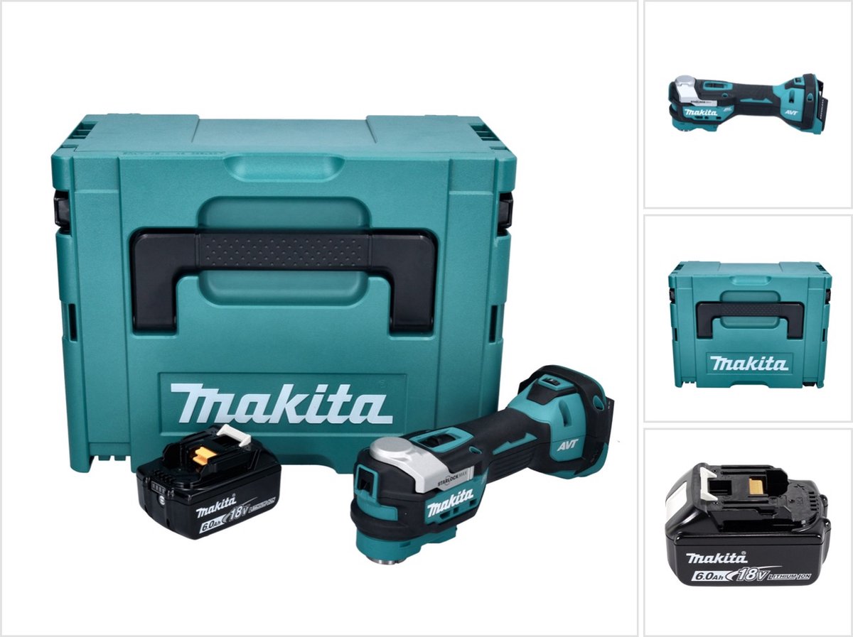 Makita DTM 52 G1J accu multifunctioneel gereedschap 18 V Starlock Max Brushless + 1x accu 6,0 Ah + Makpac - zonder oplader