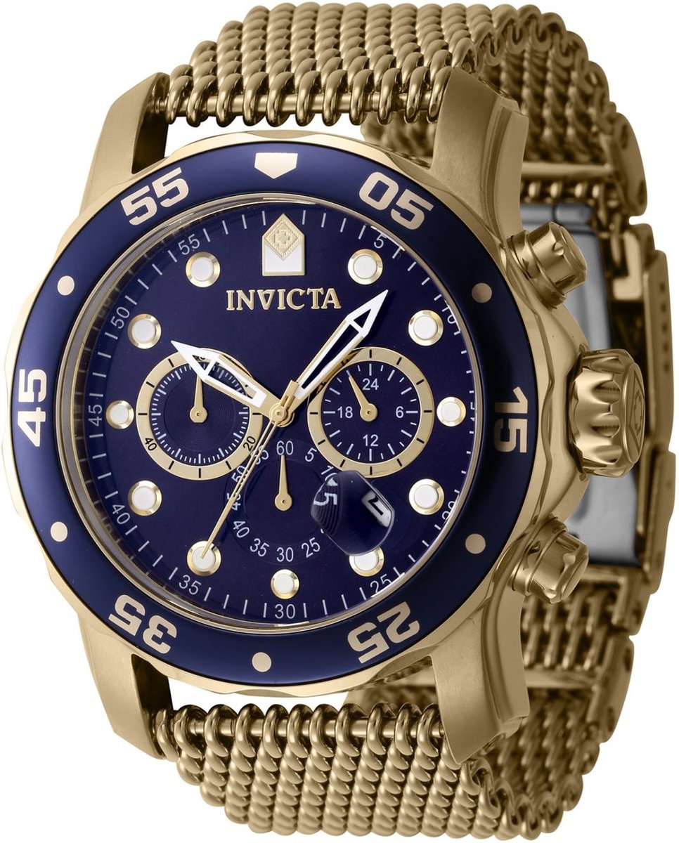 Invicta Pro Diver 47239 Heren Horloge - Waterdicht - Analoog - Quartz Uurwerk - Roestvrij Staal met blauwe Wijzerplaat - 48mm