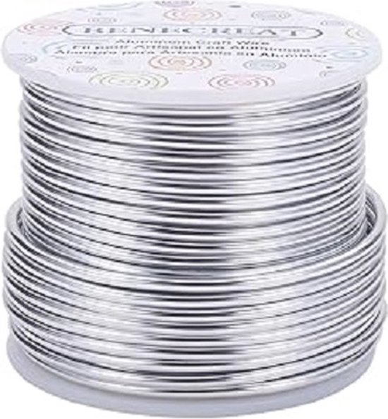 Novaliv 212 meter aluminiumdraad, 1,5 mm zilver, knutseldraad, ideaal als buigdraad om te knutselen, veelzijdig voor doe-het-zelfprojecten en