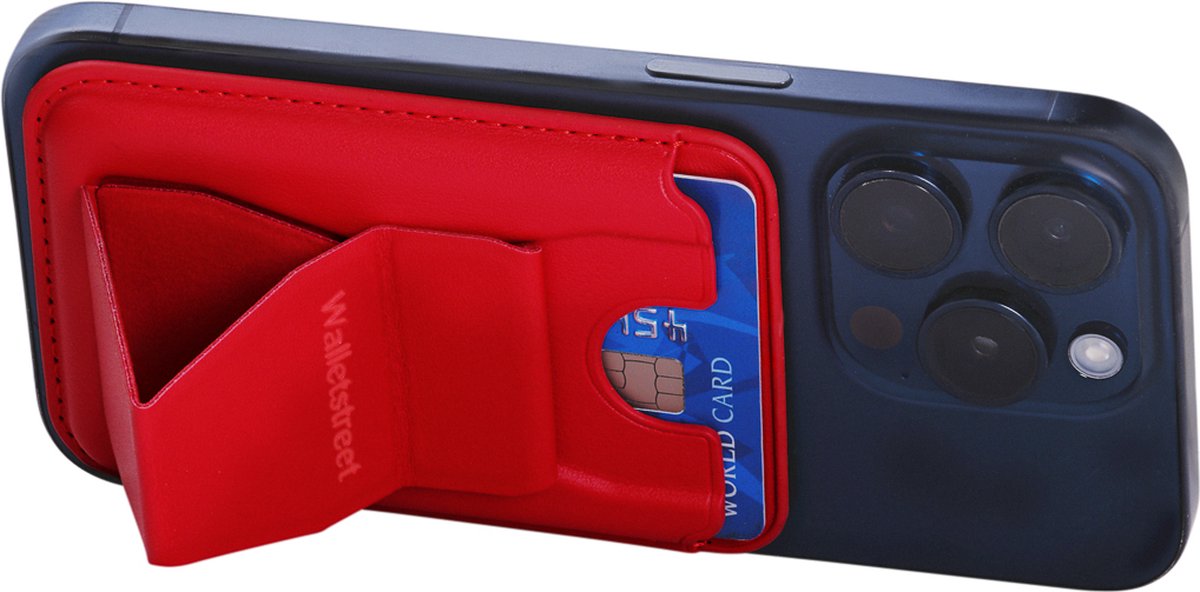 Walletstreet Magnetische Pasjeshouder & Standaard horizontale en verticale stand. Voor MagSafe iPhone 12/13/14/15 Bij gebruik van Magneet geschikt voor alle telefoons-RFID Bescherming- Creditcardhouder/Portemonnee/Kaarthouder horizontale en verticale — cadeau in Gadgets - foto 2