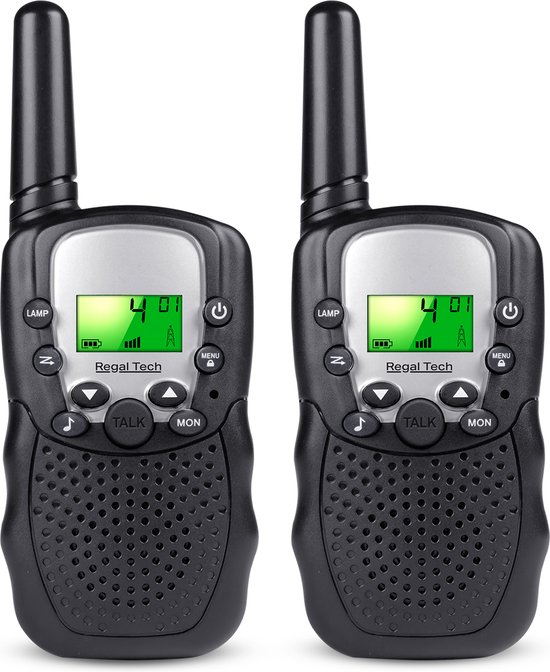 Regal Tech® Walkie Talkie set - 2 Walkie Talkies - Geschikt voor kinderen en volwassenen - Zwart