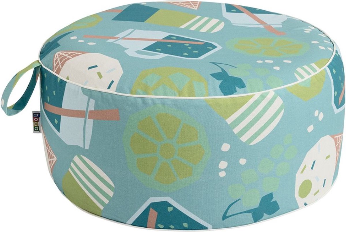 howa Opblaasbare Kruk Poef Vloer Kussen binnen en buiten voor Tuin en Kinderkamer "colorful blue" 8711