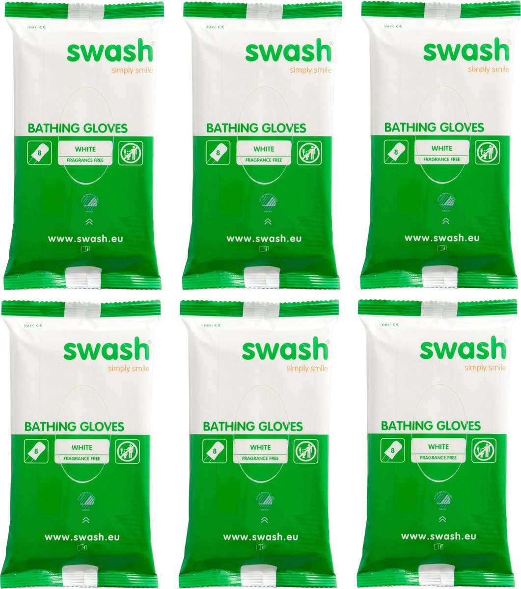 Swash Washandjes - Parfumvrij - 6x 8-pack voordeelverpakking